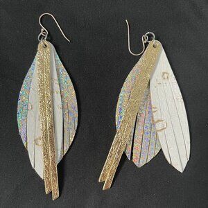 Sparkling Layered Leather Earrings